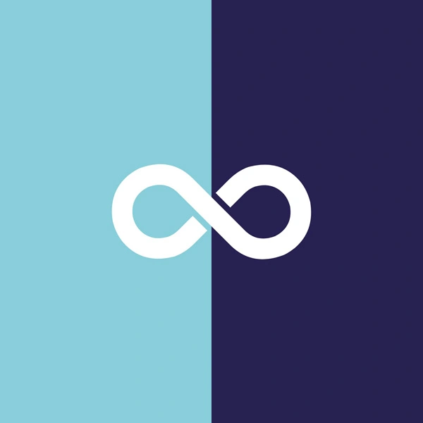 Illustration au couleur de hipguard, violet et bleur avec le symbole de l'infini au centre